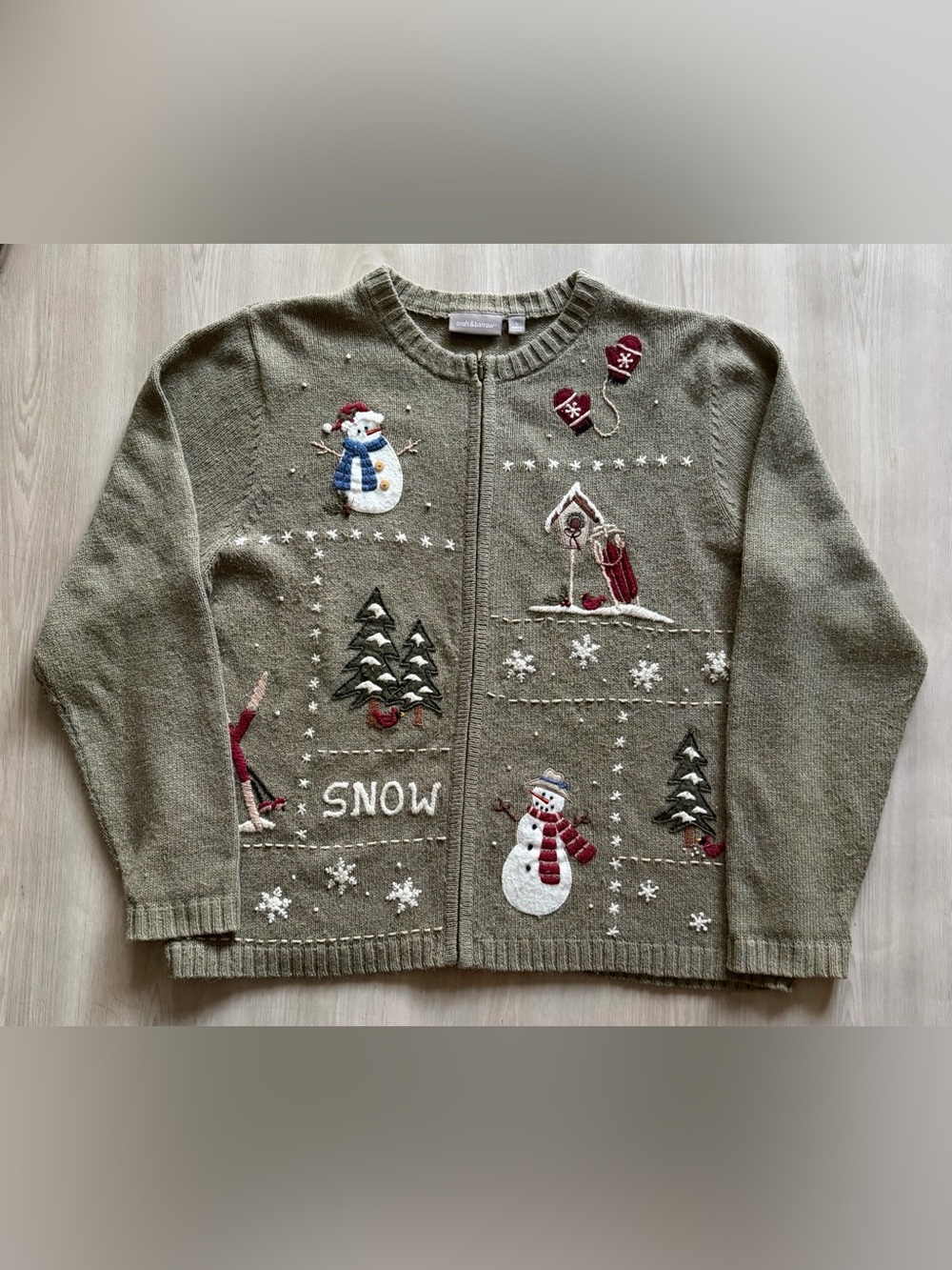 Vintage Croft & Barrow Size Snowmen and Snowflakes Ugly Christmas Sweater Sz L